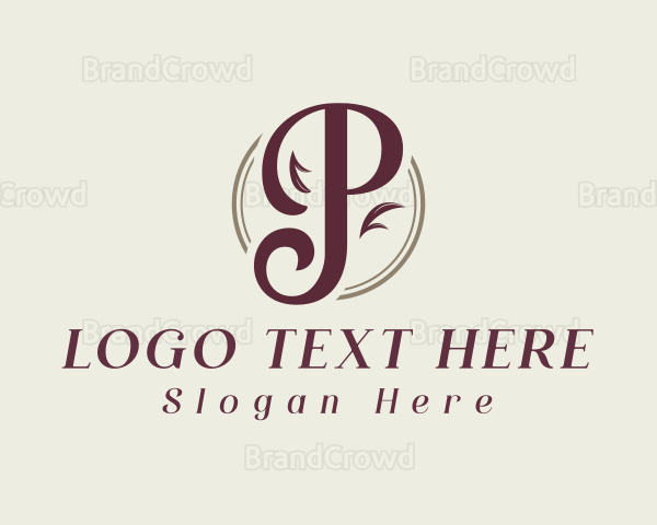 Letter P Elegant Leaf Logo