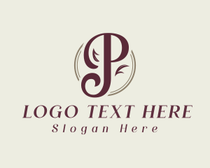 Etsy - Letter P Elegant Leaf logo design
