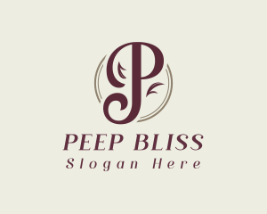 Letter P Elegant Leaf logo design