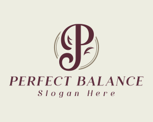 Letter P Elegant Leaf logo design