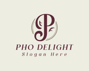 Letter P Elegant Leaf logo design