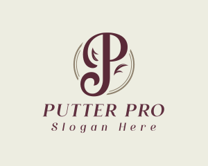 Letter P Elegant Leaf logo design