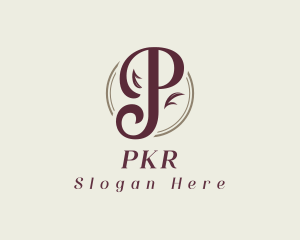 Letter P Elegant Leaf logo design