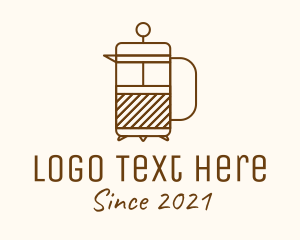 Hot Coffee - Minimalist French Press logo design