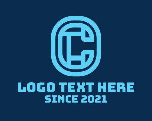 Printing Press - Blue Letter C Badge logo design