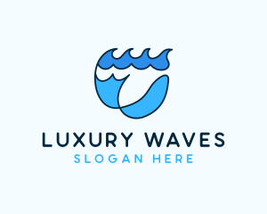 Fish Sea Waves  logo design