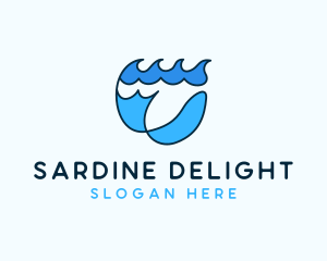 Sardine - Fish Sea Waves logo design