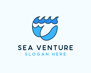 Fish Sea Waves  logo design