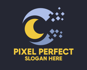 Pixel Moon Dust logo design