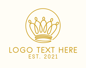 Beauty Pageant - Gold Monoline Crown logo design