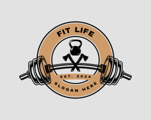 Fitness Barbell Axe logo design