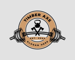 Fitness Barbell Axe logo design