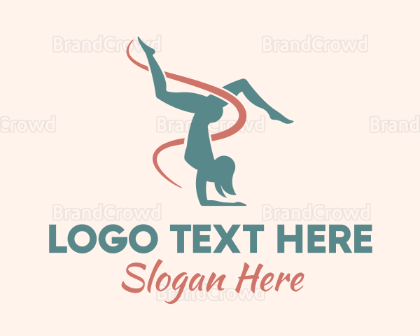 Ribbon Gymnast Pose Logo