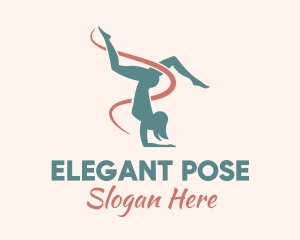 Pose - Ribbon Gymnast Pose logo design