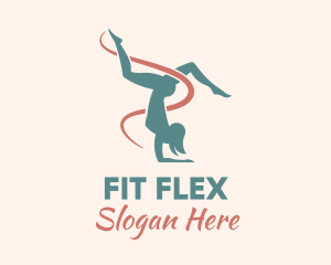 Ribbon Gymnast Pose logo design