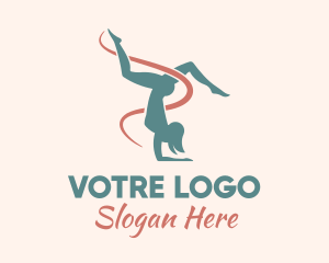 Aerobic - Ribbon Gymnast Pose logo design