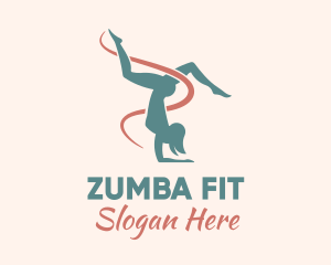 Zumba - Ribbon Gymnast Pose logo design