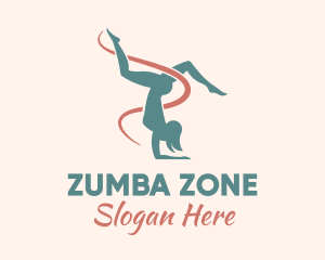 Zumba - Ribbon Gymnast Pose logo design