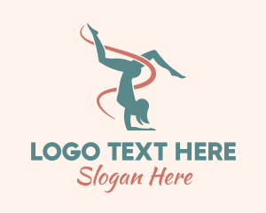 Swirl - Ribbon Gymnast Pose logo design