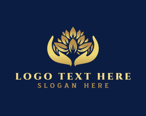 Gold - Zen Lotus Hand logo design