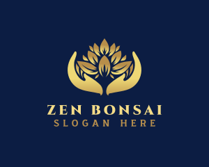 Zen Lotus Hand logo design