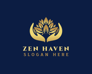 Zen Lotus Hand logo design