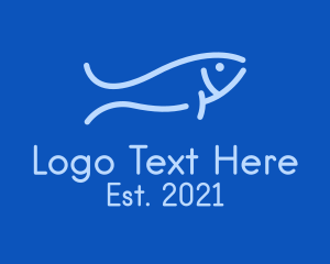 Fisherman - Monoline Sardine Fish logo design