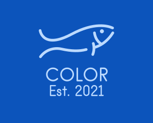Fisherman - Monoline Sardine Fish logo design