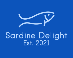 Sardine - Monoline Sardine Fish logo design