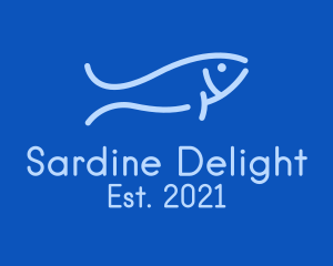 Monoline Sardine Fish logo design