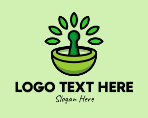 Organic Products - Herbal Mortar & Pestle logo design