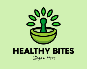 Herbal Mortar & Pestle  logo design