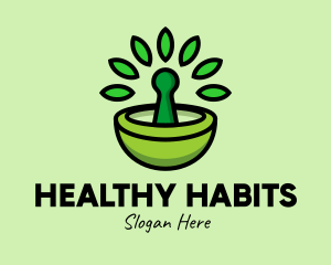 Herbal Mortar & Pestle  logo design