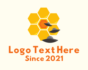 Hexagon - UFO Spaceship Hive logo design