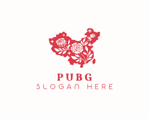 Peony Flower Map Logo