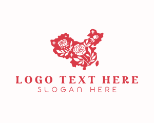 Tourism - Peony Flower Map logo design