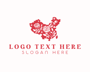 Peony Flower Map Logo