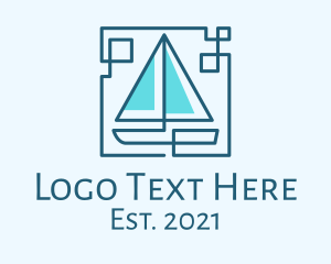 Travel Vlogger - Sailboat Line Art logo design