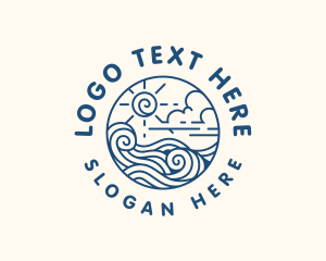Lineart - Ocean Waves Vacation logo design