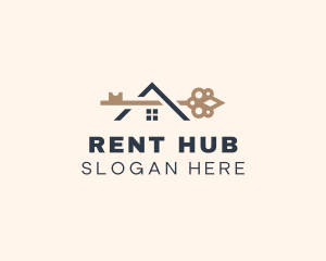 Rent - House Key Roofing logo design