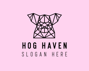 Simple Pig Line Art logo design