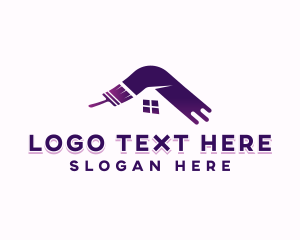 Roofing - Brush Painting House logo design