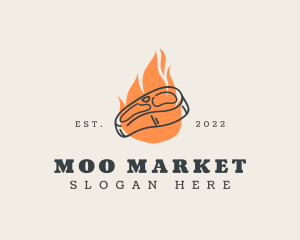 Bovine - Fire Steak House logo design