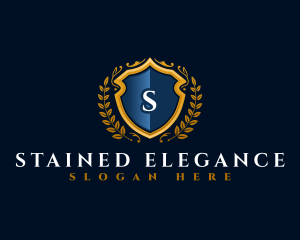 Luxury Shield Wreath logo design