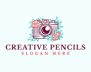 Floral Camera Flower logo design