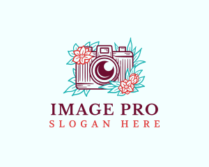 Floral Camera Flower logo design