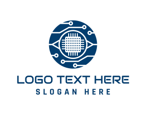 Digital - Blue Computer Chip logo design