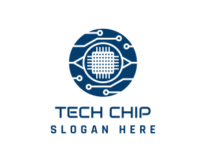 Blue Computer Chip logo design