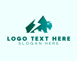 Energy Drink - Lightning Bison Animal logo design