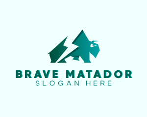 Lightning Bison Animal logo design